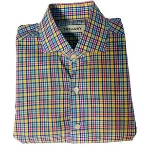 Twillory Mens Plaid Multicolor Button Down Dress Shirt 15 32/33 Tailored Fit